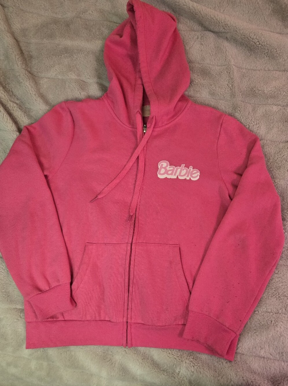 Barbie Pink Zip-Up Hoodie - Barbie Logo